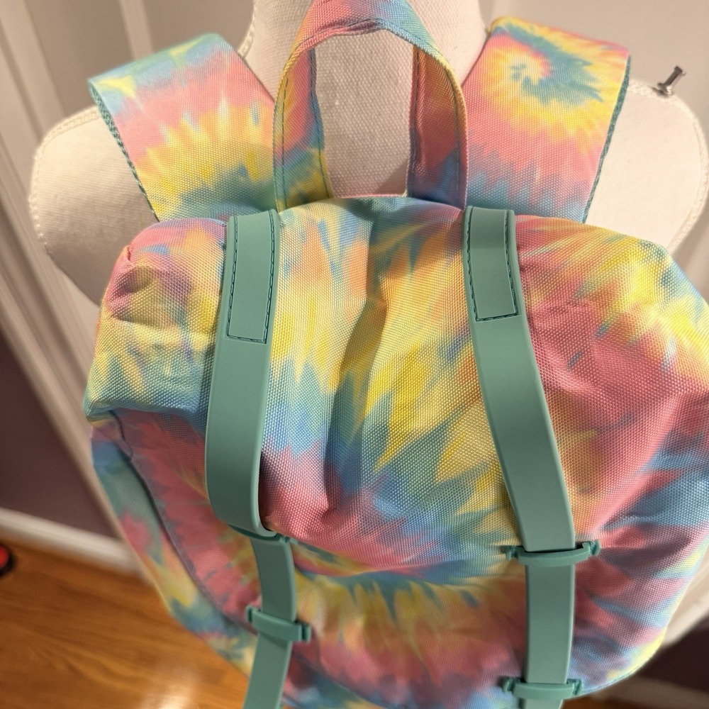 Rainbow Tye Dye Back Pack Adjustable Straps Laptop Pocket Inside - Picture 5 of 9